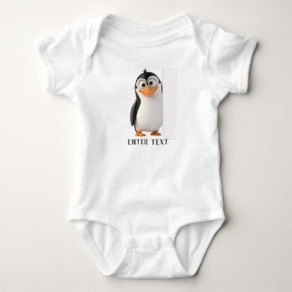 Custom Text Cute Penguin Peeking Baby Bodysuit