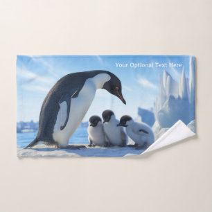 Custom Text Cute Penguins Hand Towel