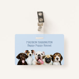 Custom text Cute Puppies ID Badge