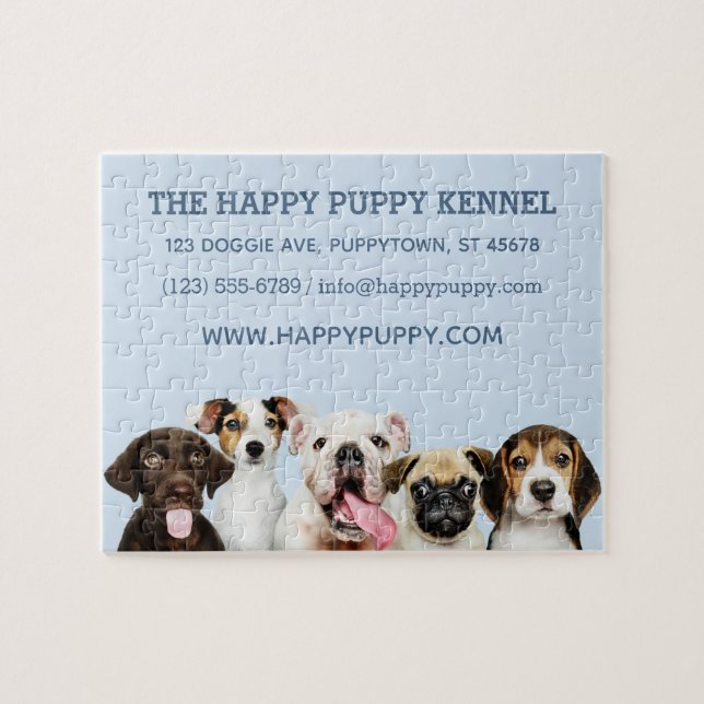 Custom text Cute Puppies Jigsaw Puzzle (Horizontal)
