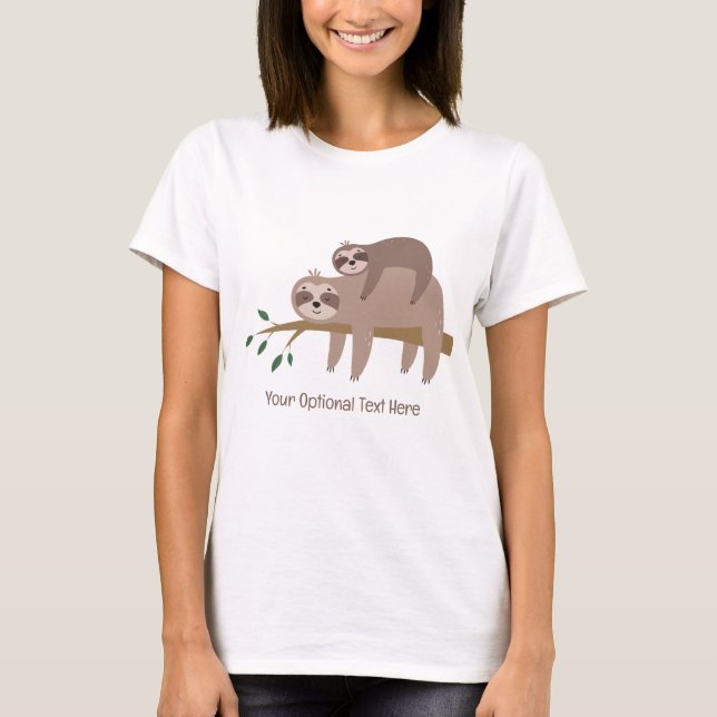 Custom Text Cute Sloth T-Shirt (Front)