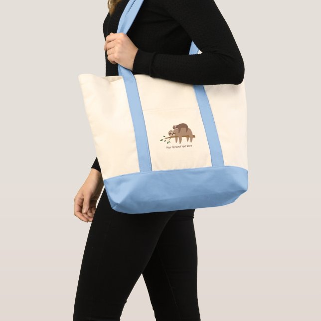 Custom Text Cute Sloth Tote Bag (Front (Product))
