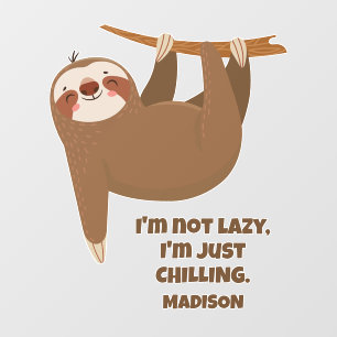 Custom Text Cute Sloth Window Cling
