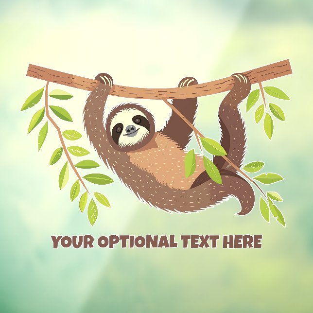 Custom Text Cute Sloth Window Cling (Sheet 3)