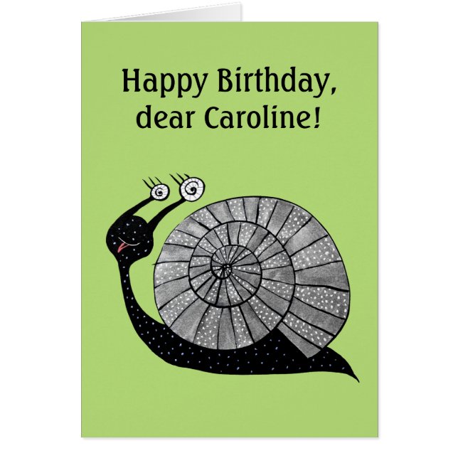 Custom Text Cute Snail With Spiral Eyes Birthday (Front)