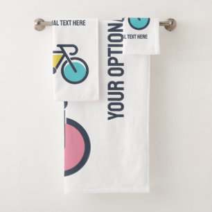 Custom Text Cycling Bath Towel Set