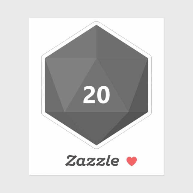 Custom Text D20 Die | Grey Template (Sheet)