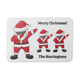 Custom Text Dabbing Dancing Santa Bath Mat