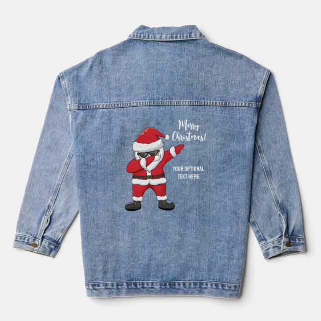 Custom Text Dabbing Dancing Santa Denim Jacket (Back)
