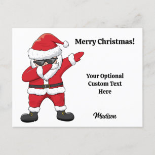 Custom Text Dabbing Dancing Santa Holiday Postcard