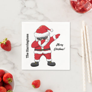 Custom Text Dabbing Dancing Santa Napkin