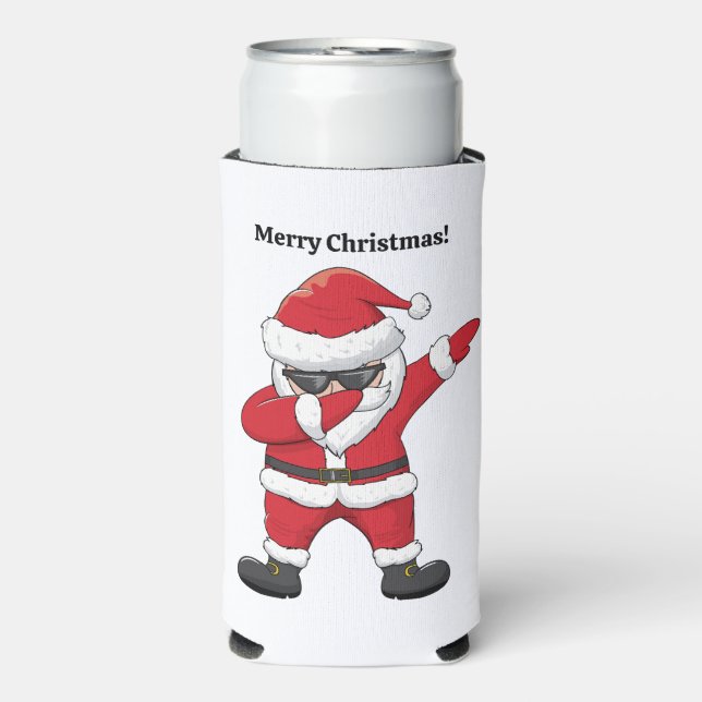 Custom Text Dabbing Dancing Santa Seltzer Can Cooler (Seltzer Front)