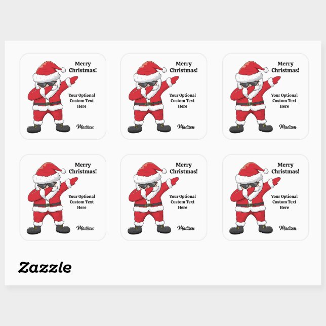 Custom Text Dabbing Dancing Santa Square Sticker (Sheet)