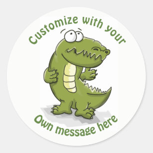 Custom Text Dancing Crocodile Cartoon Classic Round Sticker