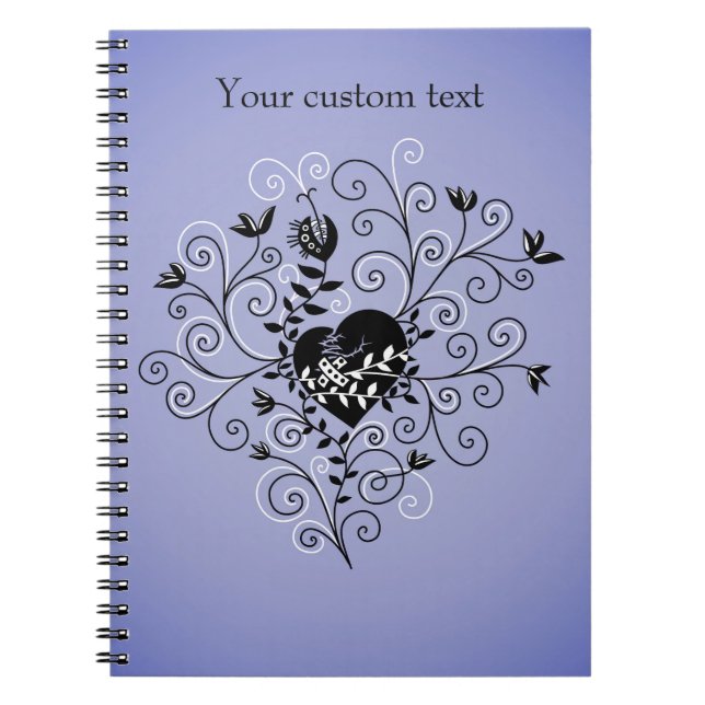 Custom Text Dark Whimsical Fixed Broken Heart Notebook (Front)