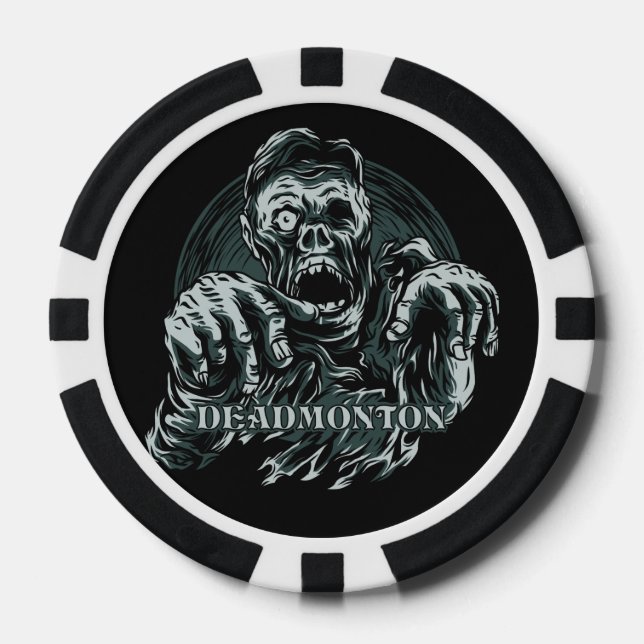 Custom text DEADMONTON poker chips (Front)