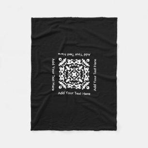 Custom Text Decorative Black and White Motif Fleece Blanket