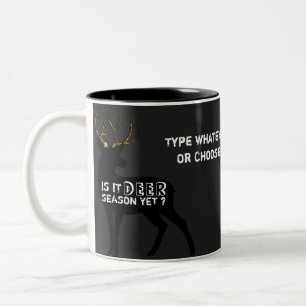 Custom Text/ Deer Hunting Black Metallic Gold Two-Tone Coffee Mug