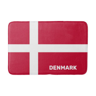 Custom Text Denmark Flag Bath Mat