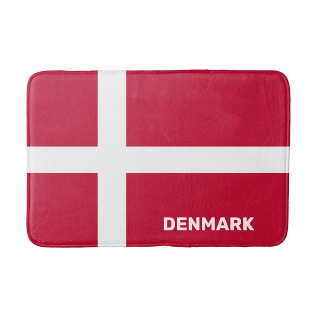 Custom Text Denmark Flag Bath Mat (Front)