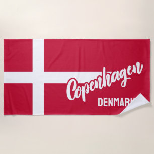 Custom Text Denmark Flag Beach Towel