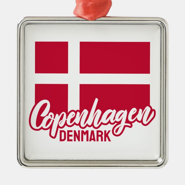 Custom Text Denmark Flag Metal Tree Decoration (Front)