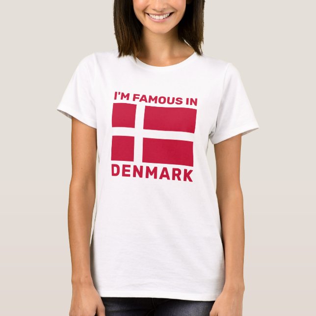 Custom Text Denmark Flag T-Shirt (Front)