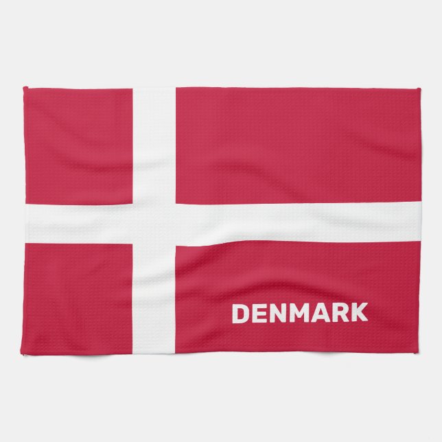 Custom Text Denmark Flag Tea Towel (Horizontal)