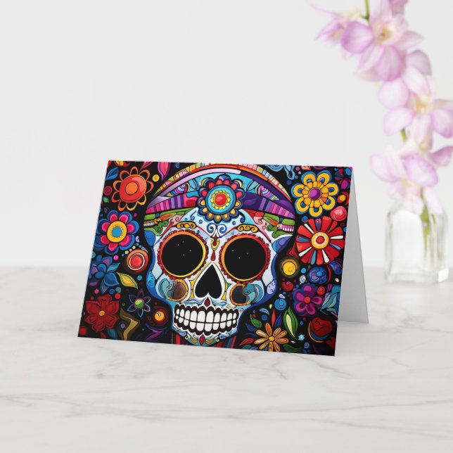 Custom text 💀 Día de Muertos Card (Orchid)