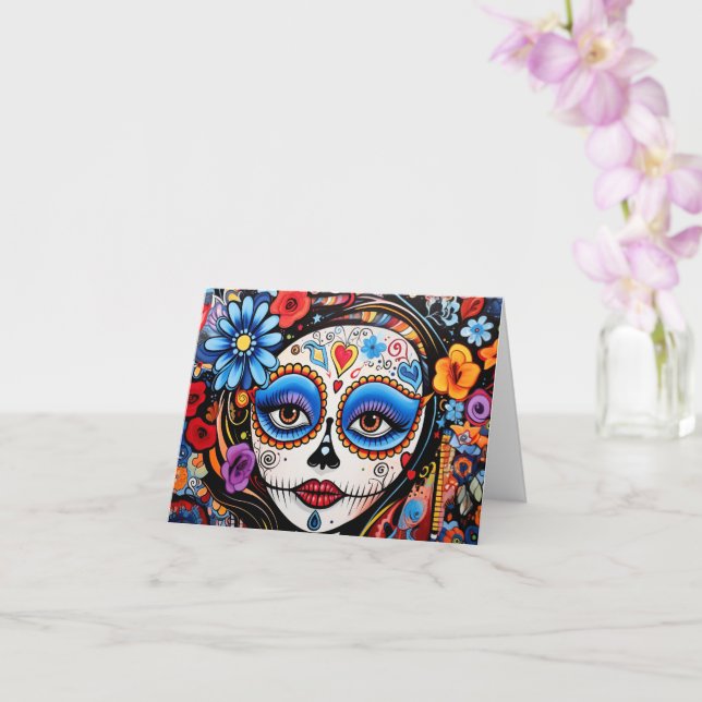 Custom text 💀 Día de Muertos Card (Orchid)