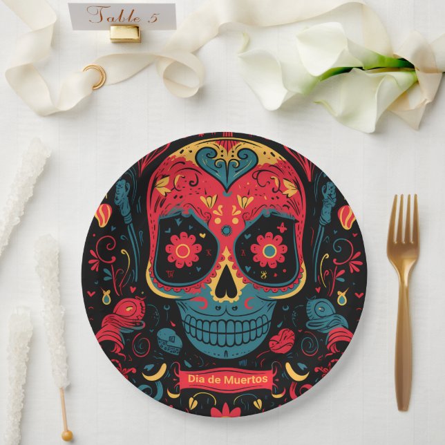 Custom text Dia de Muertos☠️ Eternal Remembrance Paper Plate (Wedding)
