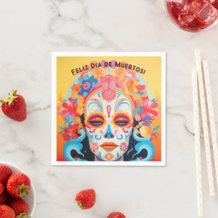 Custom text Dia de Muertos La Calavera Catrina Napkin