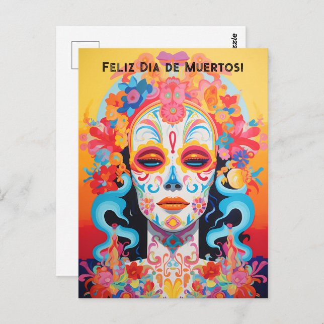 Custom text Dia de Muertos La Calavera Catrina Postcard (Front/Back)