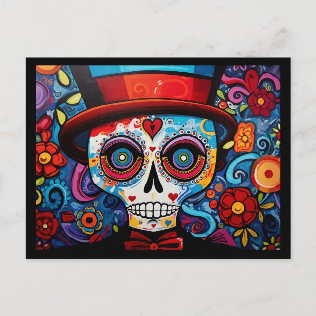 Custom text 💀 Día de Muertos Postcard (Front)