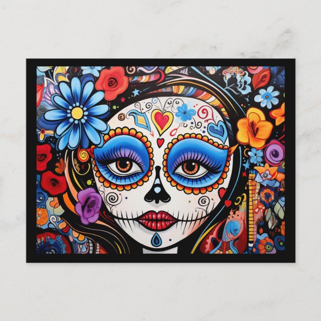 Custom text 💀 Día de Muertos Postcard (Front)