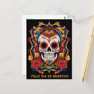 Custom text Dia de Muertos☠️ Sugar Skull  Postcard