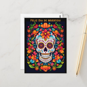 Custom text Dia de Muertos☠️ Sugar Skull  Postcard