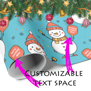 Custom text Dinking Snowman Wrapping Paper