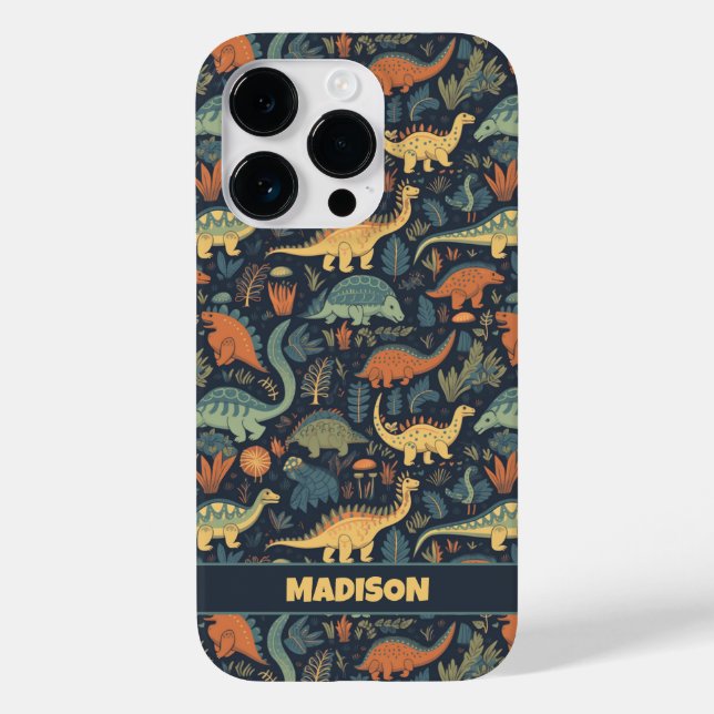 Custom Text Dinosaur Pattern Case-Mate iPhone Case (Back)