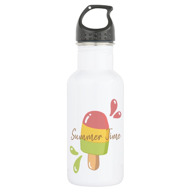 Custom text diy summer time ice cream cute green 532 ml water bottle (Front)