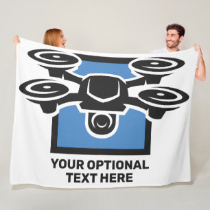 Custom Text Drone Fleece Blanket