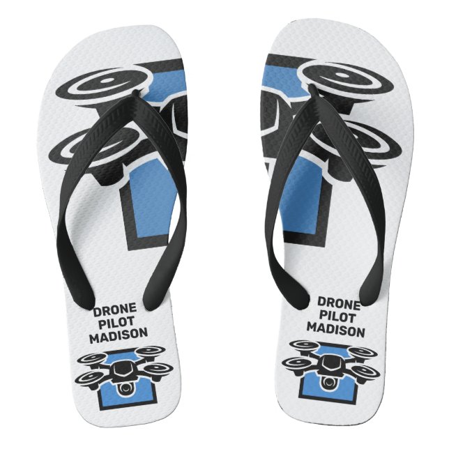 Custom Text Drone Flip Flops (Footbed)