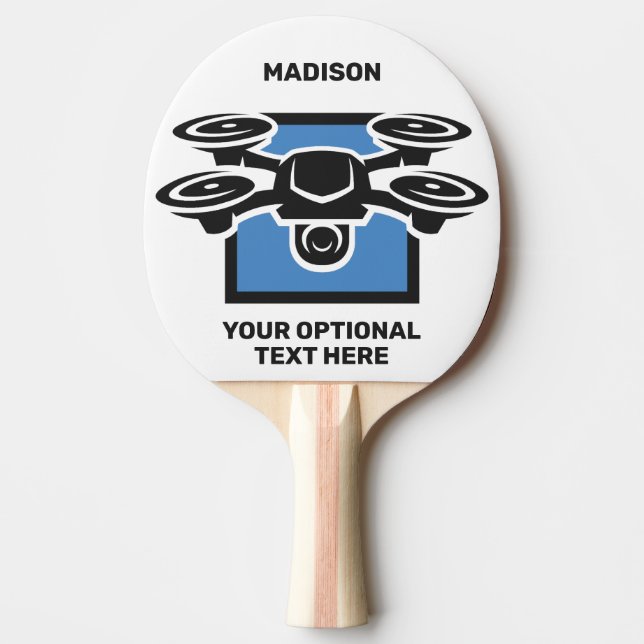 Custom Text Drone Ping Pong Paddle (Front)