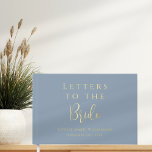 Custom Text Dusty Blue Gold Letters to the Bride  Guest Book<br><div class="desc">Custom Text Personalised Letters to the Bride Gold Foil Lettering elegant "Letters to the Bride". A beautiful keepsake in simple gold and dusty blue with elegant, sleek stylised block text and script calligraphy typography. Personalise by adding the bride's name and the date of the bridal shower. There is space in...</div>