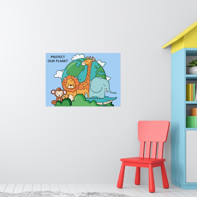 Custom Text Earth with Animals Poster (Nursery 1)
