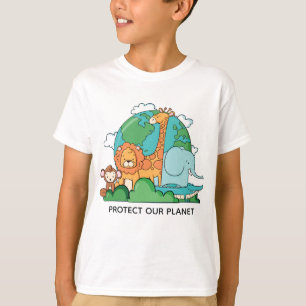 Custom Text Earth with Animals T-Shirt