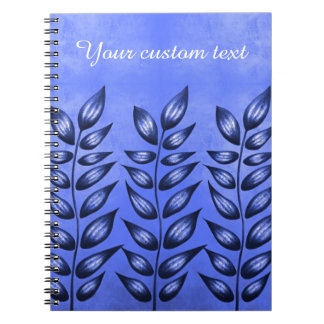Custom Text Elegant Blue Plant With Pointy Leaves Notebook