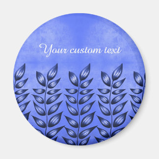 Custom Text Elegant Plant With Pointy Leaves Blue Magnet