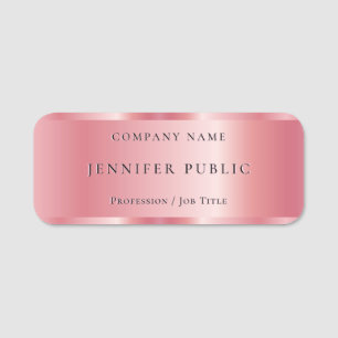 Custom Text Elegant Rosegold Glamorous Template Name Tag