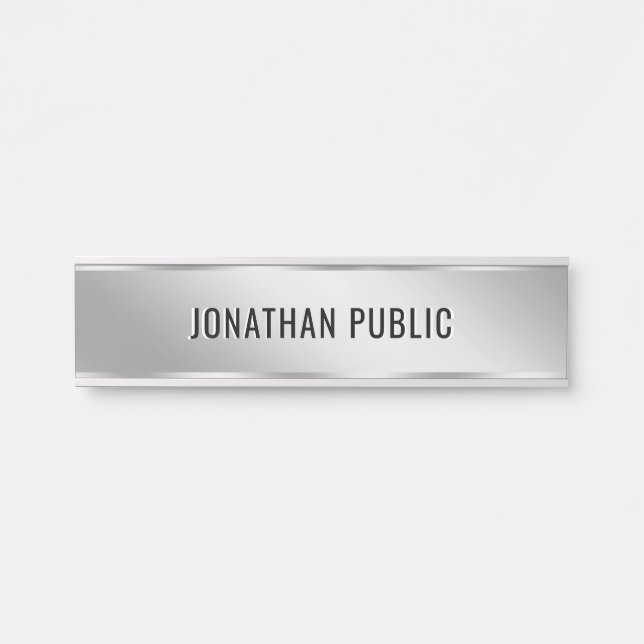 Custom Text Elegant Silver Door Sign Template (Front)